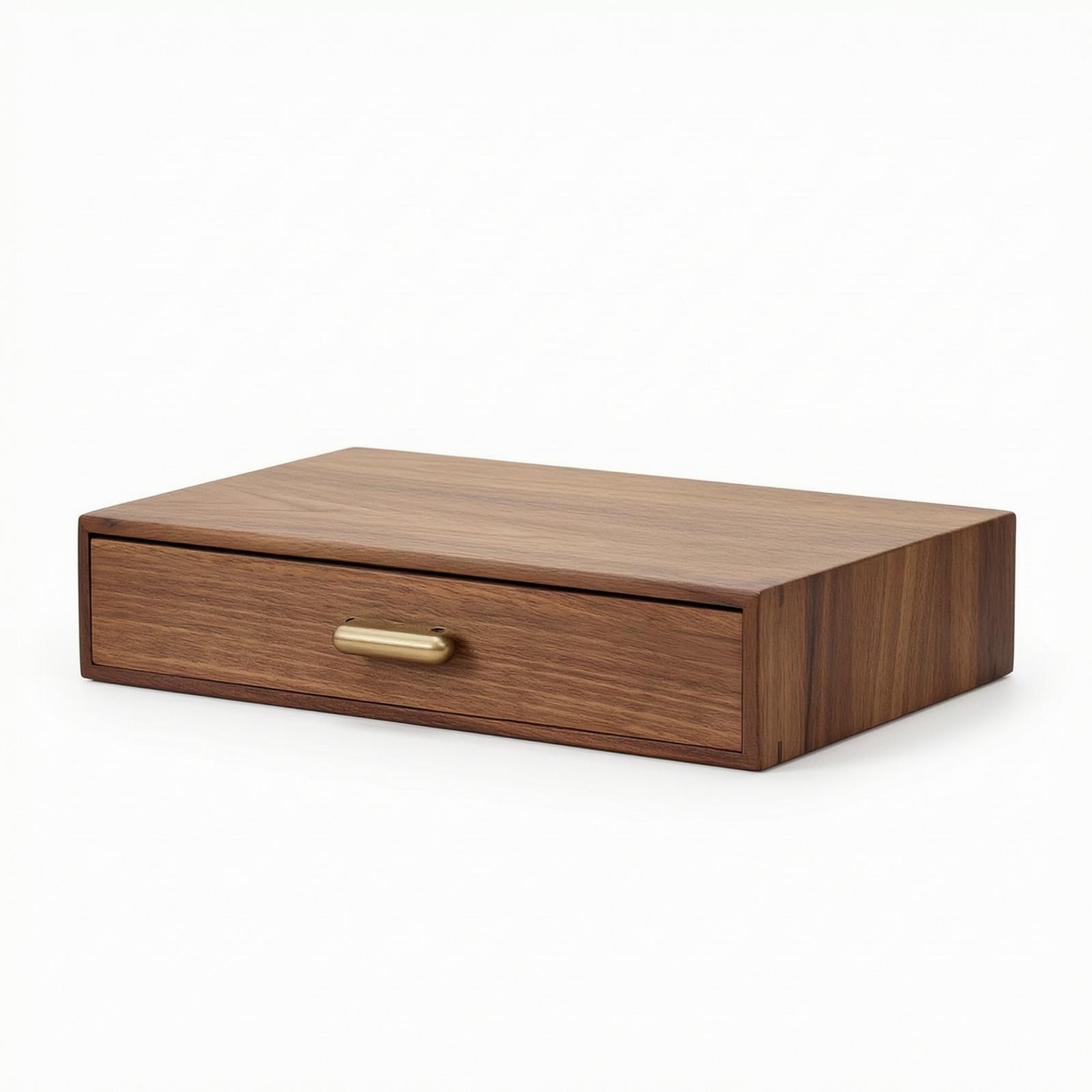 Home Office Desk With Drawers - 木製デスクトップ収納引き出しウォールナットオーガナイザーボックス、ホームワークスペース用オフィスデスクオーガナイザー