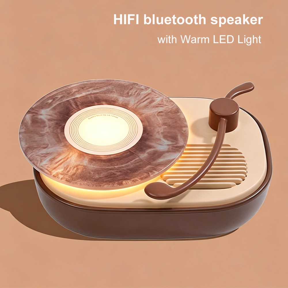 Home Office Of Amazon - レトロレコードプレーヤーBluetoothスピーカー、温かみのあるLEDライト付き、ミニデスクランプ、音楽プレーヤー、寝室＆オフィス用サウンドボックス