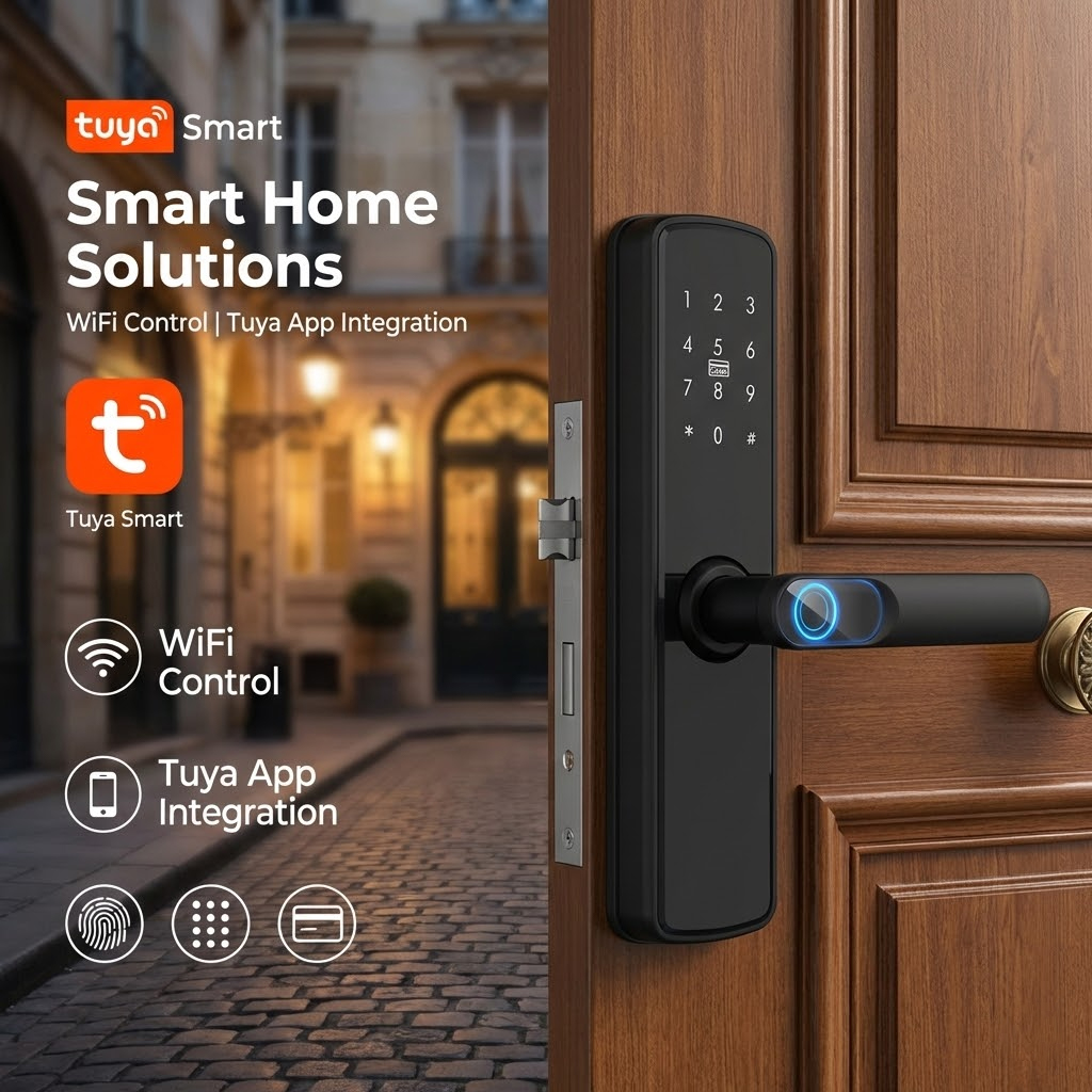Home Office Immigration - TUYA スマート WIFI 指紋ドアロック電子ロックキーレスエントリーパスワード指紋カードアプリ NFC ロック解除ホームオフィス用