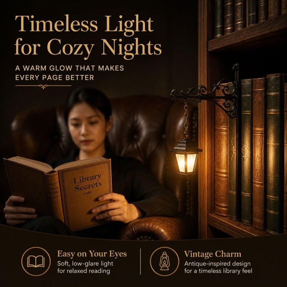 Home Office With Library - ミニヴィンテージライブラリーランタンブックヌックライト、温かみのある光のゴシックブックシェルフ装飾、デスクアクセントランプ、読書室ホームオフィス、ギフト