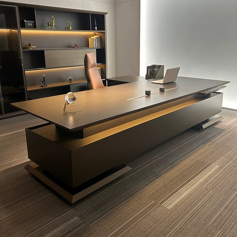 Desk Drawer Small - 黒の頑丈なエグゼクティブオフィスデスク、茶色の安価なモダンで豪華なエグゼクティブオフィスデスク、引き出し付き木製テーブル、狭いスペース向け家具