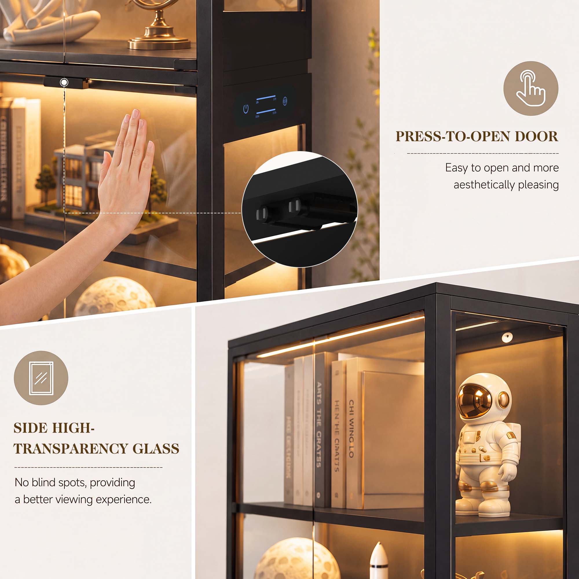 TCGBKAF 5段ディスプレイキャビネット、ガラス扉、モー - Home Office Living Room のレビューと価格