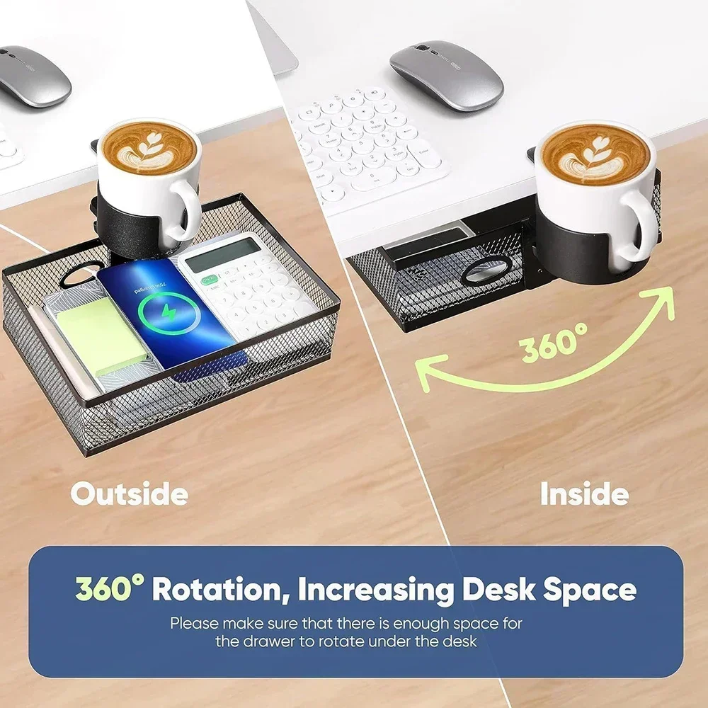 デスク下隠し収納ラック 360 °   回転デスクトップソケ - Home Office Desk With Drawers のレビューと価格