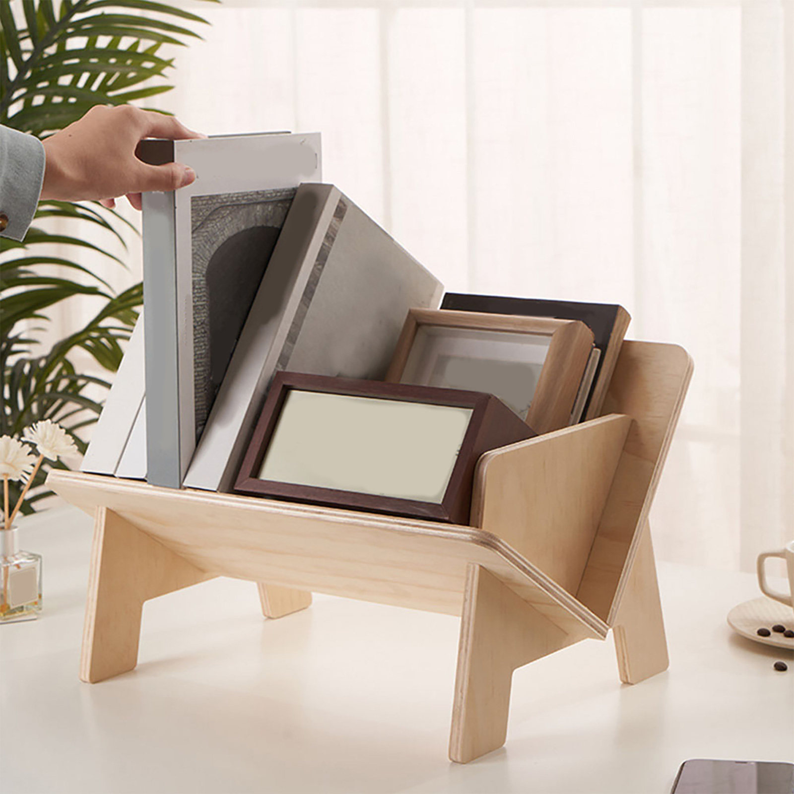 木製デスクトップブックラック 傾斜デザイン テーブルトップブ - Home Office With Library のレビューと価格