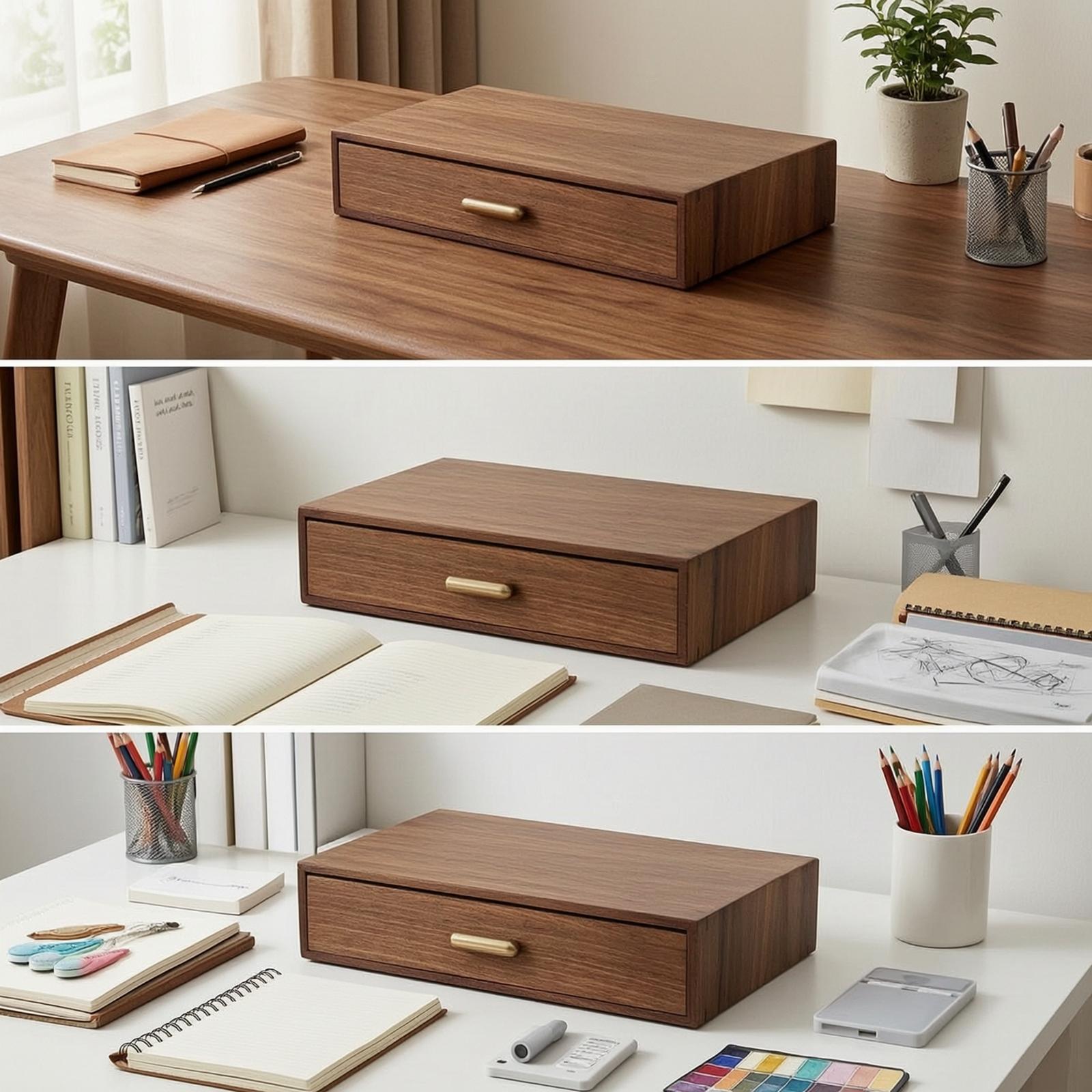 木製デスクトップ収納引き出しウォールナットオーガナイザーボッ - Home Office Desk With Drawers のレビューと価格