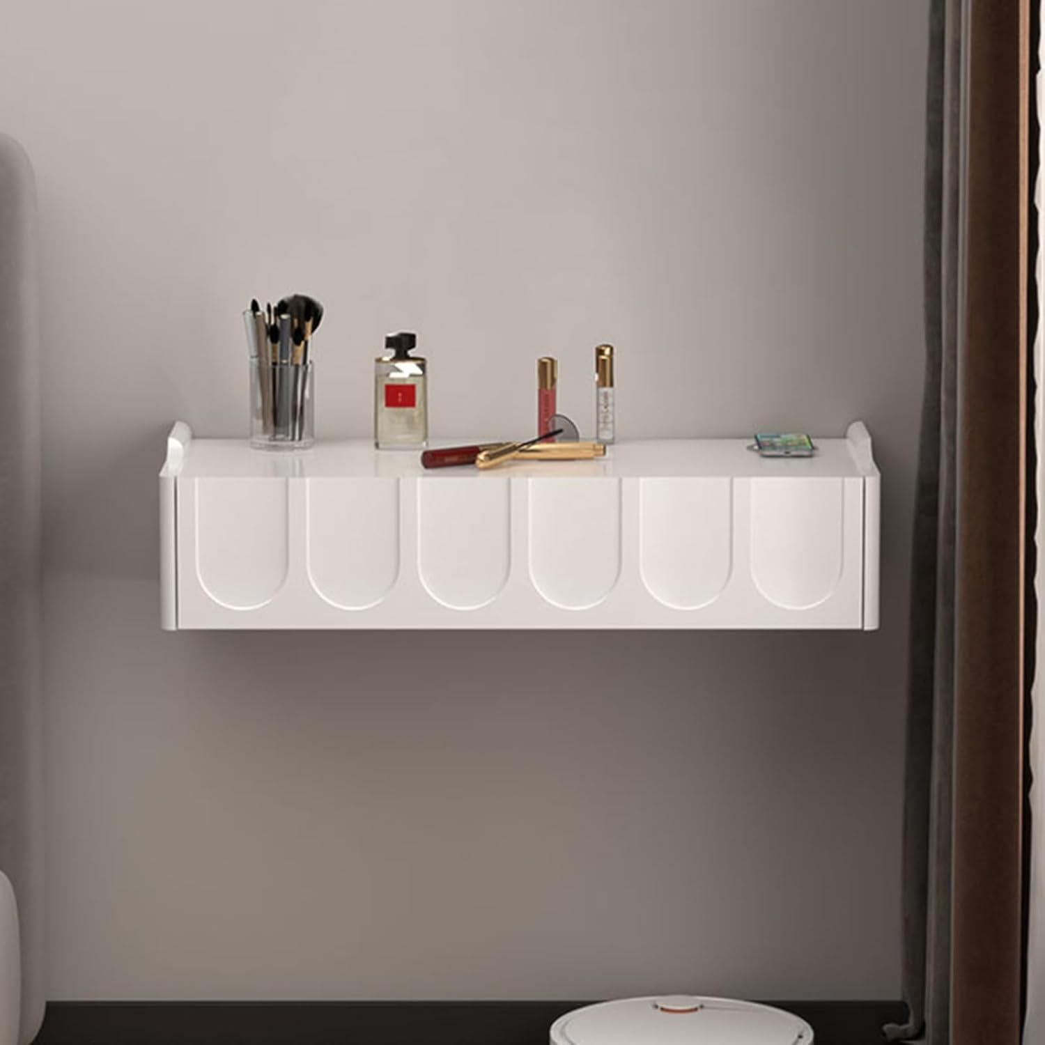 # 白い壁掛け式フローティングバニティデスク（引き出し付き） - Desk Drawer Small のレビューと価格