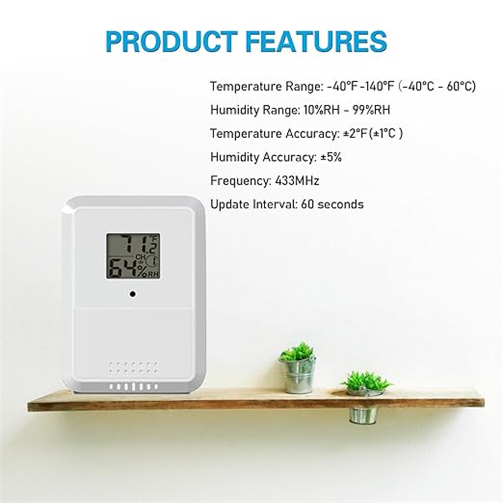 ワイヤレス温度・湿度モニター 433MHz 30m/100m - Home Office Updates のレビューと価格