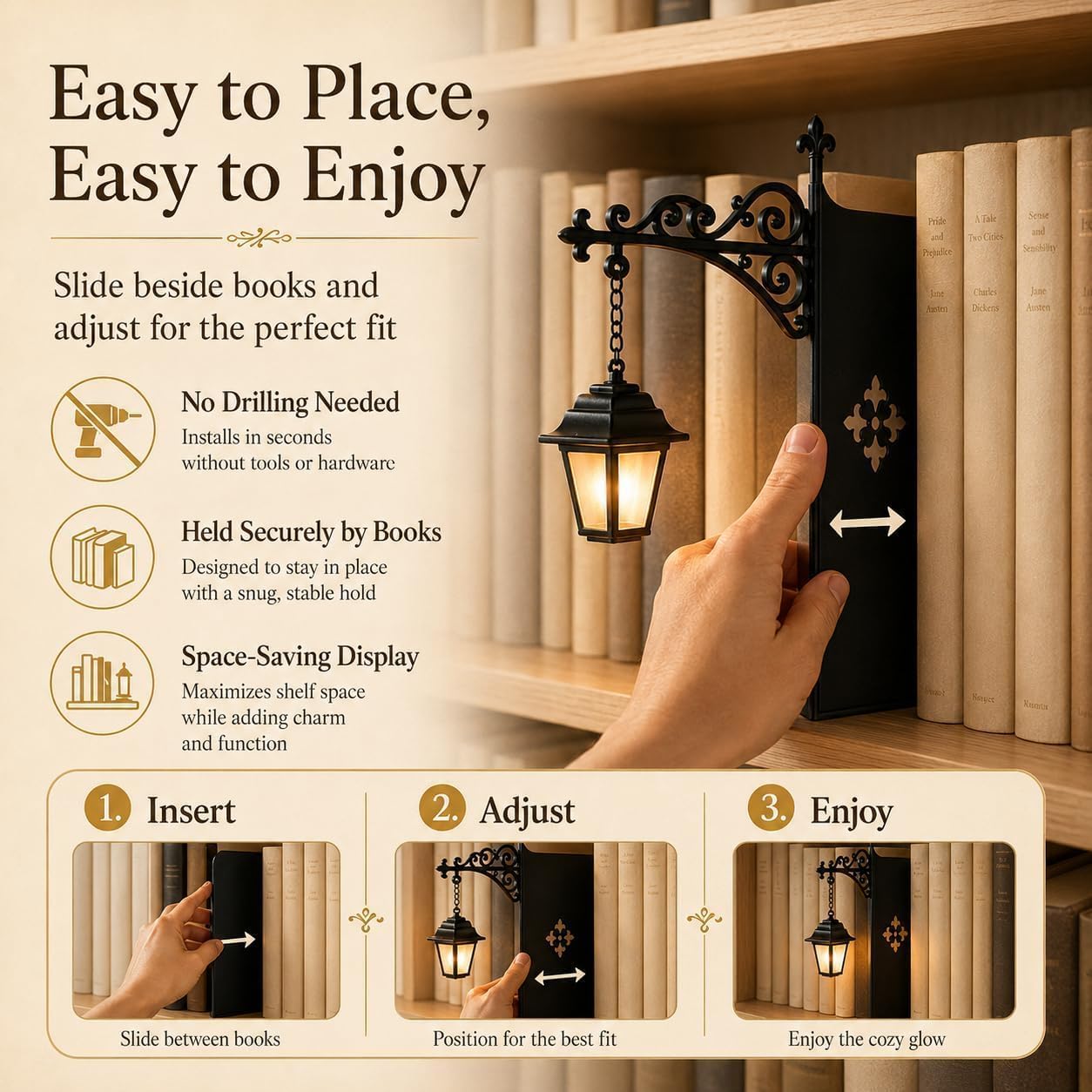 ミニヴィンテージライブラリーランタンブックヌックライト、温か - Home Office With Library のレビューと価格