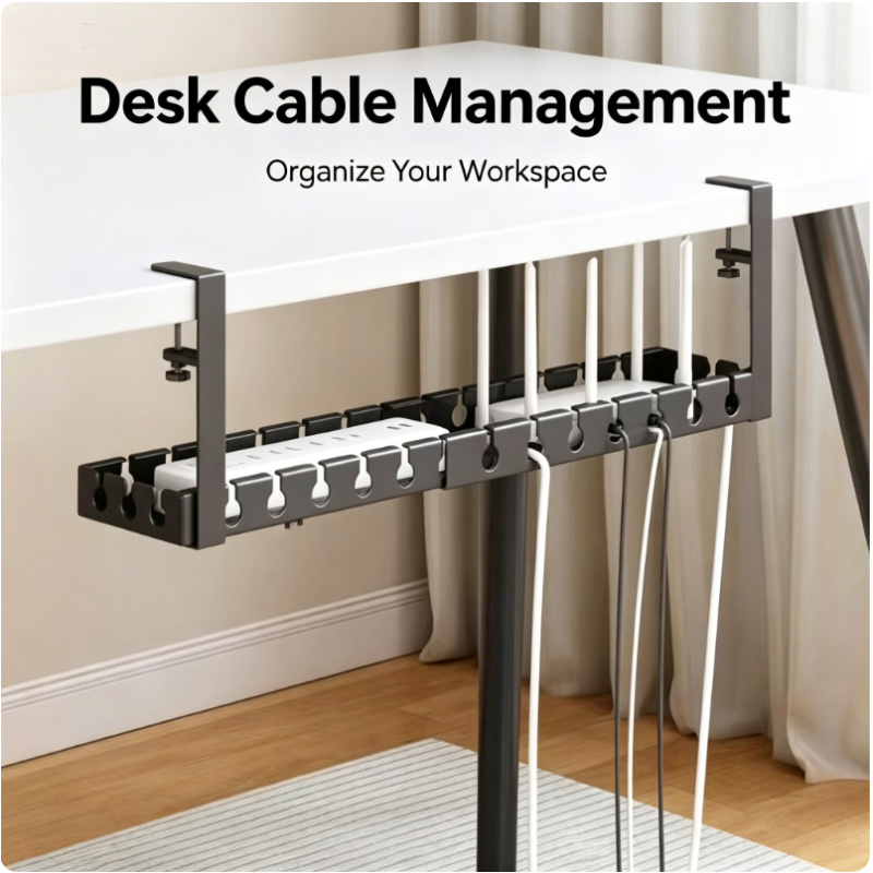 テーブル下伸縮式収納ラック金属ケーブル管理トレイ穴あけ不要デ - Home Office Desk Ideas のレビューと価格