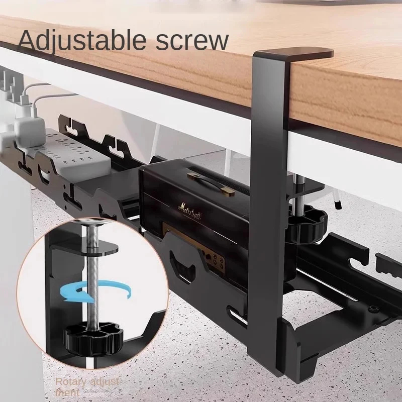 テーブル下伸縮式収納ラック金属ケーブル管理トレイ穴あけ不要デ - Home Office Desk Ideas のレビューと価格