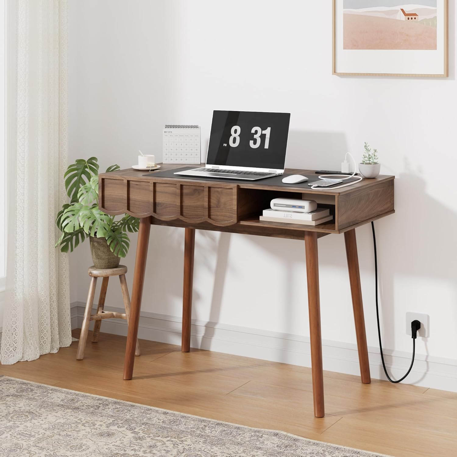 ミッドセンチュリーモダン エグゼクティブデスク（引き出しとオ - Desk Drawer Small のレビューと価格