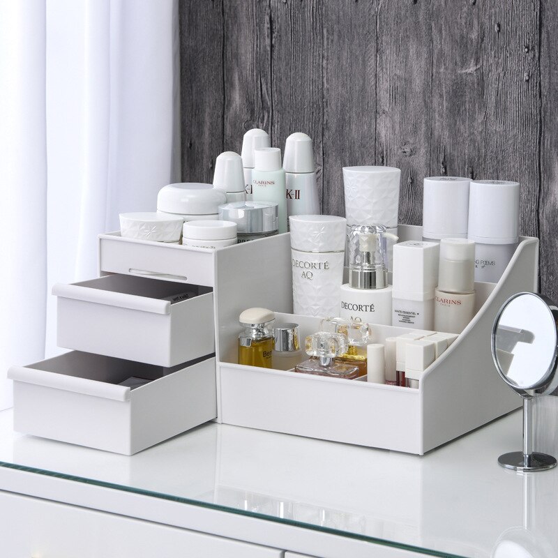 1個入り 白色プラスチック製メイクアップ収納ボックス 引き出 - Home Office Desk With Drawers のレビューと価格