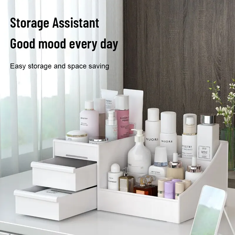 1個入り 白色プラスチック製メイクアップ収納ボックス 引き出 - Home Office Desk With Drawers のレビューと価格