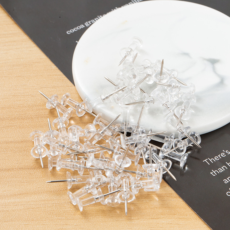 50/100個入り プッシュピン 透明プラスチックヘッド 金 - Home Office Head のレビューと価格
