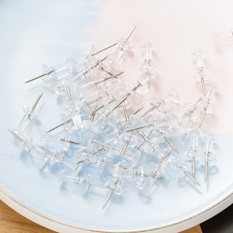 50/100個入り プッシュピン 透明プラスチックヘッド 金 - Home Office Head のレビューと価格