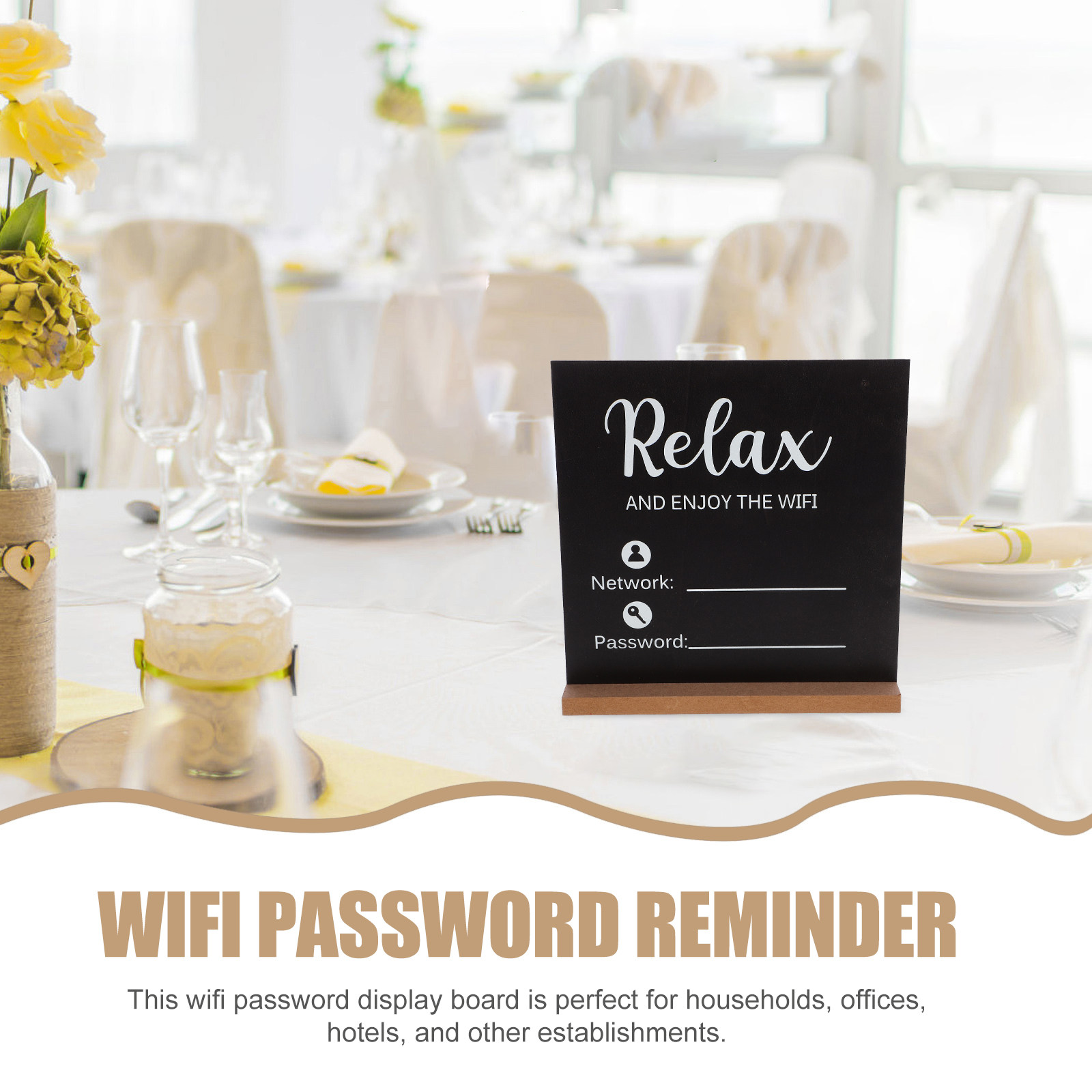 木製WiFiサインボード 簡単更新 テーブル用WiFiパスワ - Home Office Updates のレビューと価格