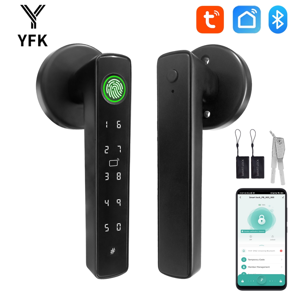 YFK Tuya 5-in-1スマートドアハンドルロック B - Home Office Immigration のレビューと価格